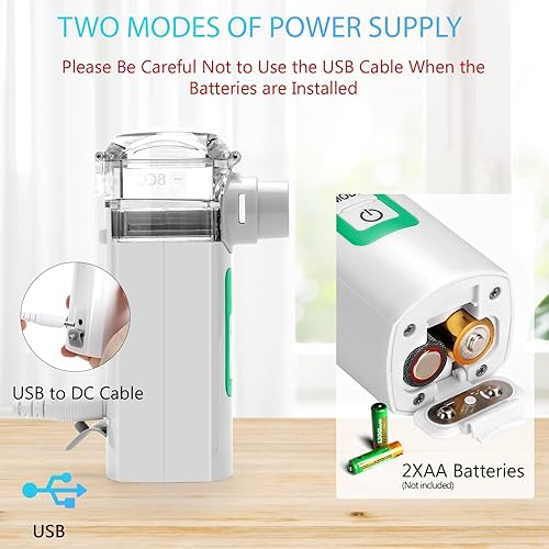 Miniatura 2 de Nebulizador portátil de mano nebulizador para adultos y niños para viajes y uso doméstico, nebulizadores ultrasónicos inhalador de vapor para