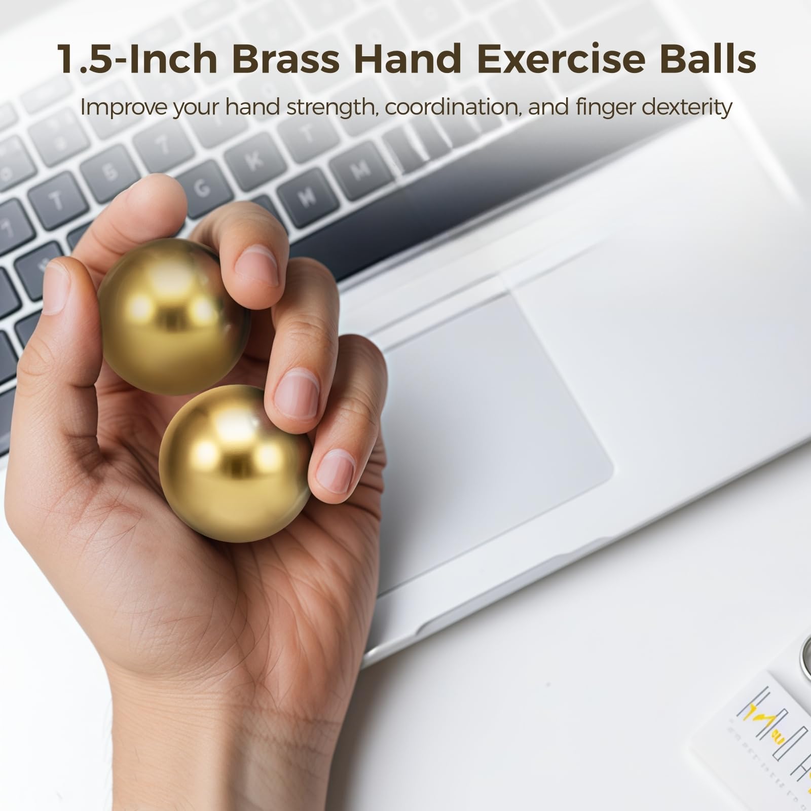 LUMINFLY Brass Hand Exercise Balls, Set of 2, 1.5-Inch Metal Baoding Balls with Carry Pouch for Hand Strength