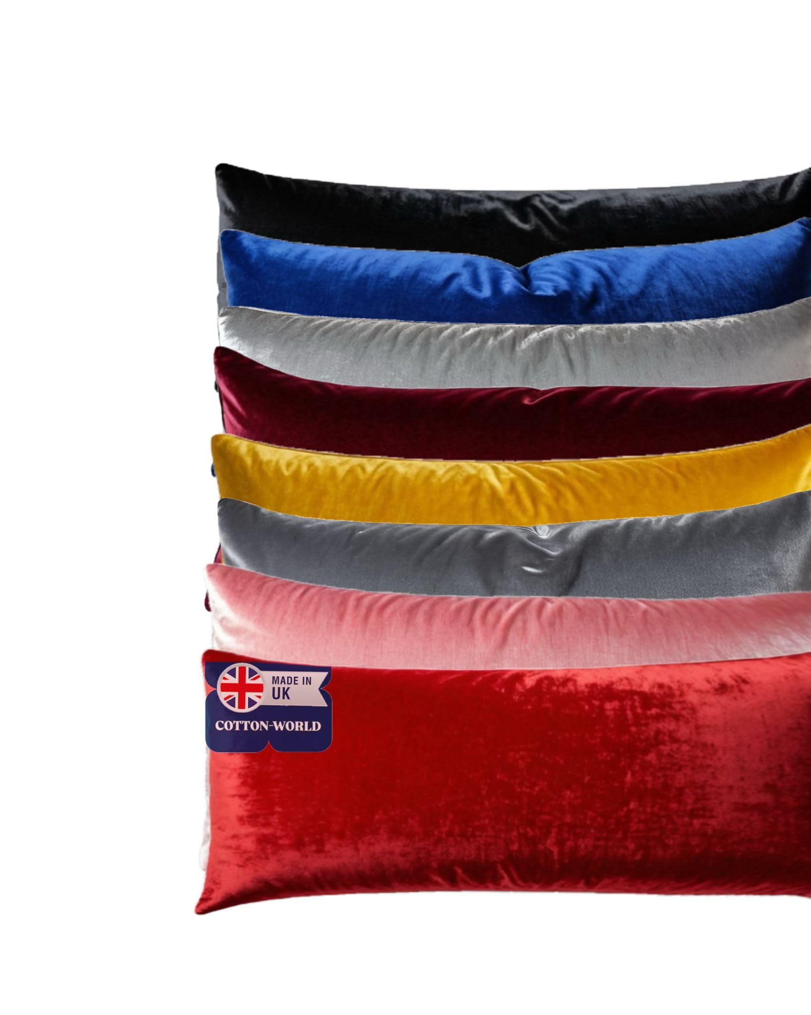 Cotton-World Red Crushed Velvet Bolster Pillow Hollowfiber Fill Bolster Cushion Soft Hypoallergenic Orthopedic Long Pillow For Side Sleeper Back Neck Maternity Support Pregnancy (, Single- 3Ft)