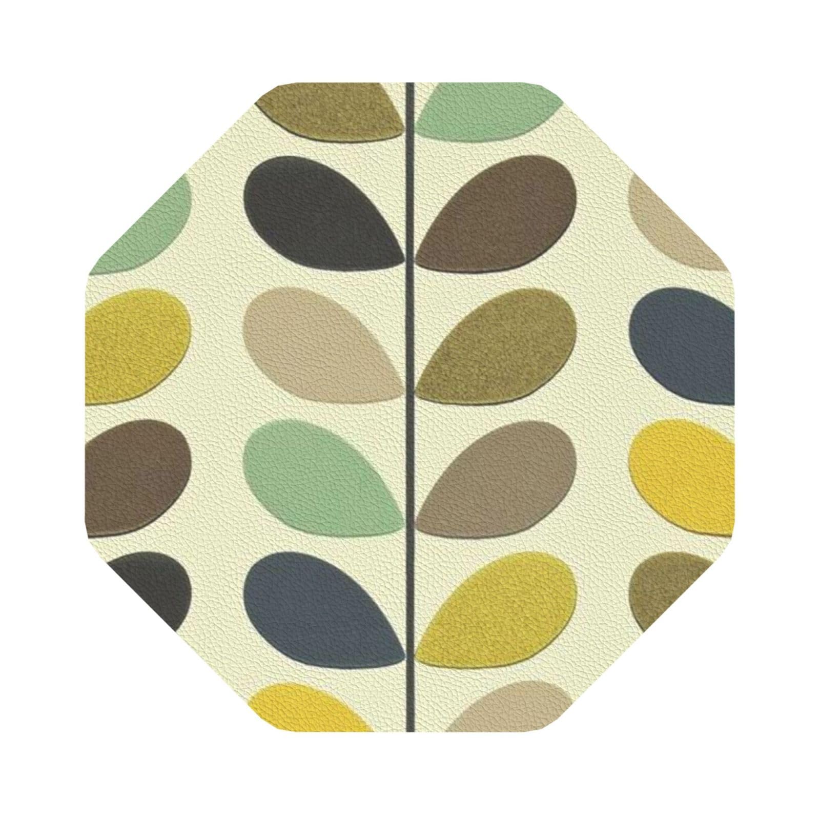 color leaf PU Leather Coasters Set of 6 Octagon Drink Coasters