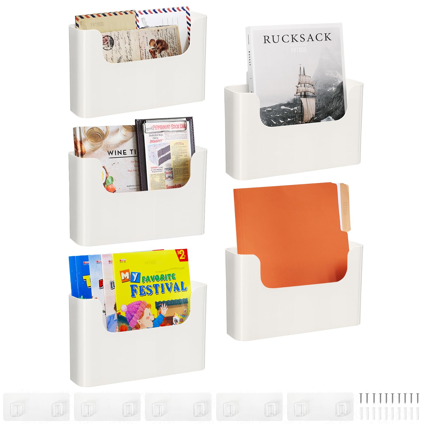 FKTXCO Wall Mount Folder Holder File Organizer No Drilling File Holder Hanging File Mail Organizer Door Office Mail Supplies Storage Magazine Envelope