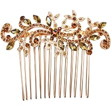Faship Gorgeous Smoked Topaz Rhinestone Crystal Floral Hair Comb
