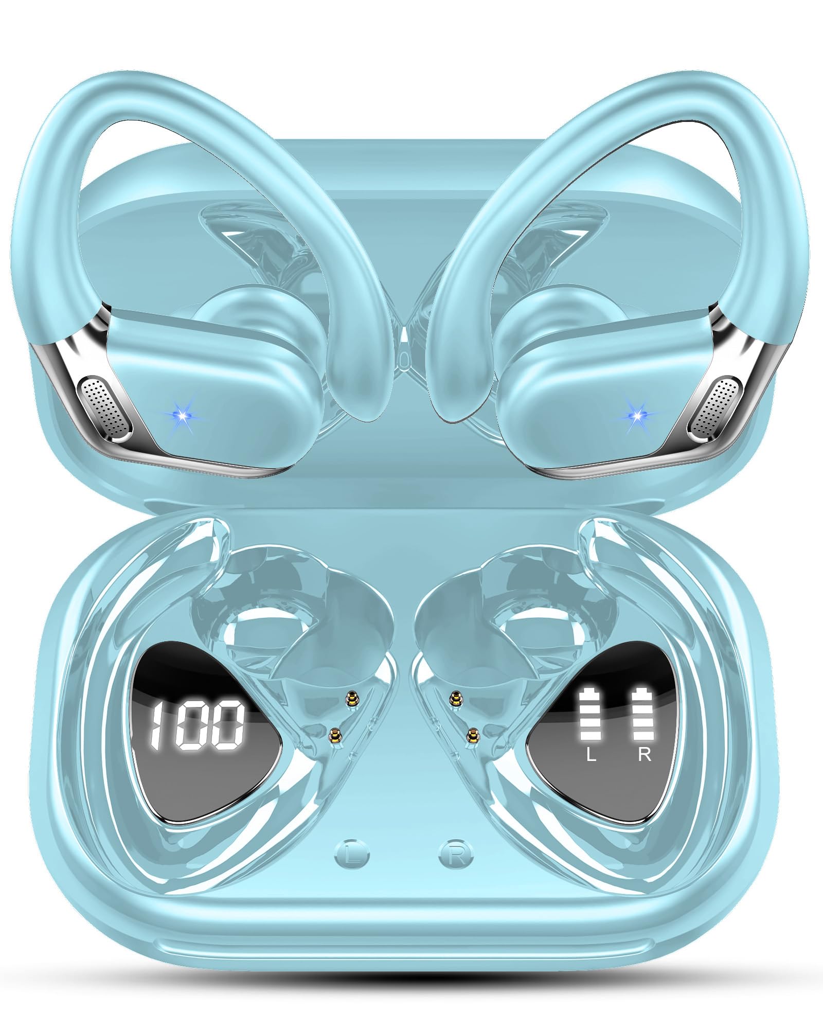 Rolosar 2026 Bluetooth Kopfhörer, Kopfhörer Kabellos Bluetooth 5.4 Sport tiefer Bass, In Ear Kopfhörer mit 4 ENC Noise Cancelling Mic, IP7 Wasserdicht Ohrhörer LED-Anzeige, 50 std Spielzeit