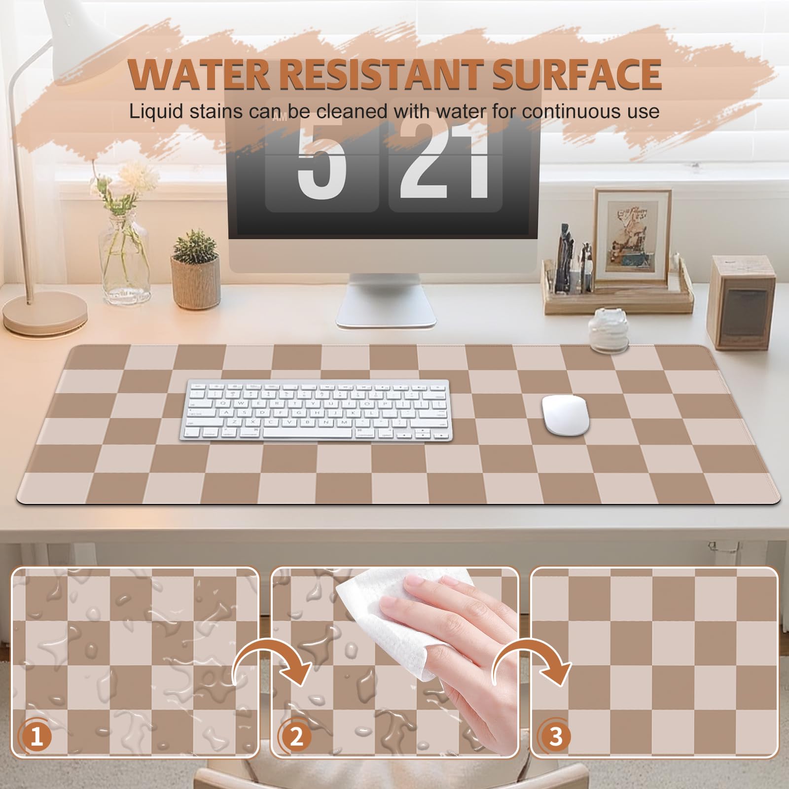 Alfombrilla de Mouse Grande para Escritorio, Alfombrilla de Mouse Grande para Juegos con Bordes cosidos, Base de Goma Antideslizante e Impermeable para Oficina, computadora, Teclado, Laptop