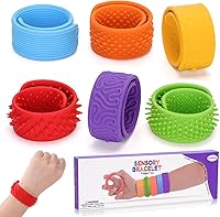 Vista 1 de 6 pulseras antiestrés para niños y adultos, pulseras de silicona texturizada, juguetes sensoriales para autismo, ansiedad, TDAH, calma