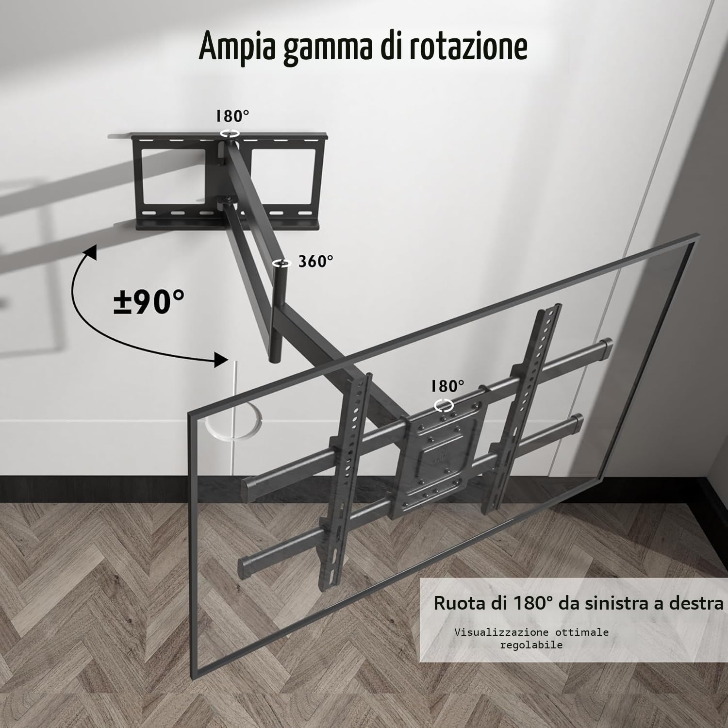 BONTEC Supporto TV Parete Braccio Articolato Extra Lungo 1040 mm 32-75 Pollici 60 kg VESA 600x400 mm