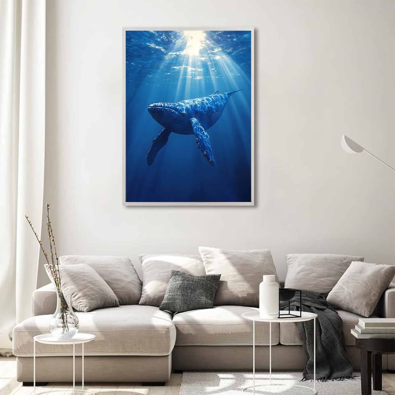 5D Blu Diamond Painting Balena Diamond Painting Kit Completo, DIY Passatempo per Adulti Pittura Diamante Hobby Creativi Adulti Kit, Strass Diamantini Crystal Art per Decorazione Casa 70x100cm,Model957
