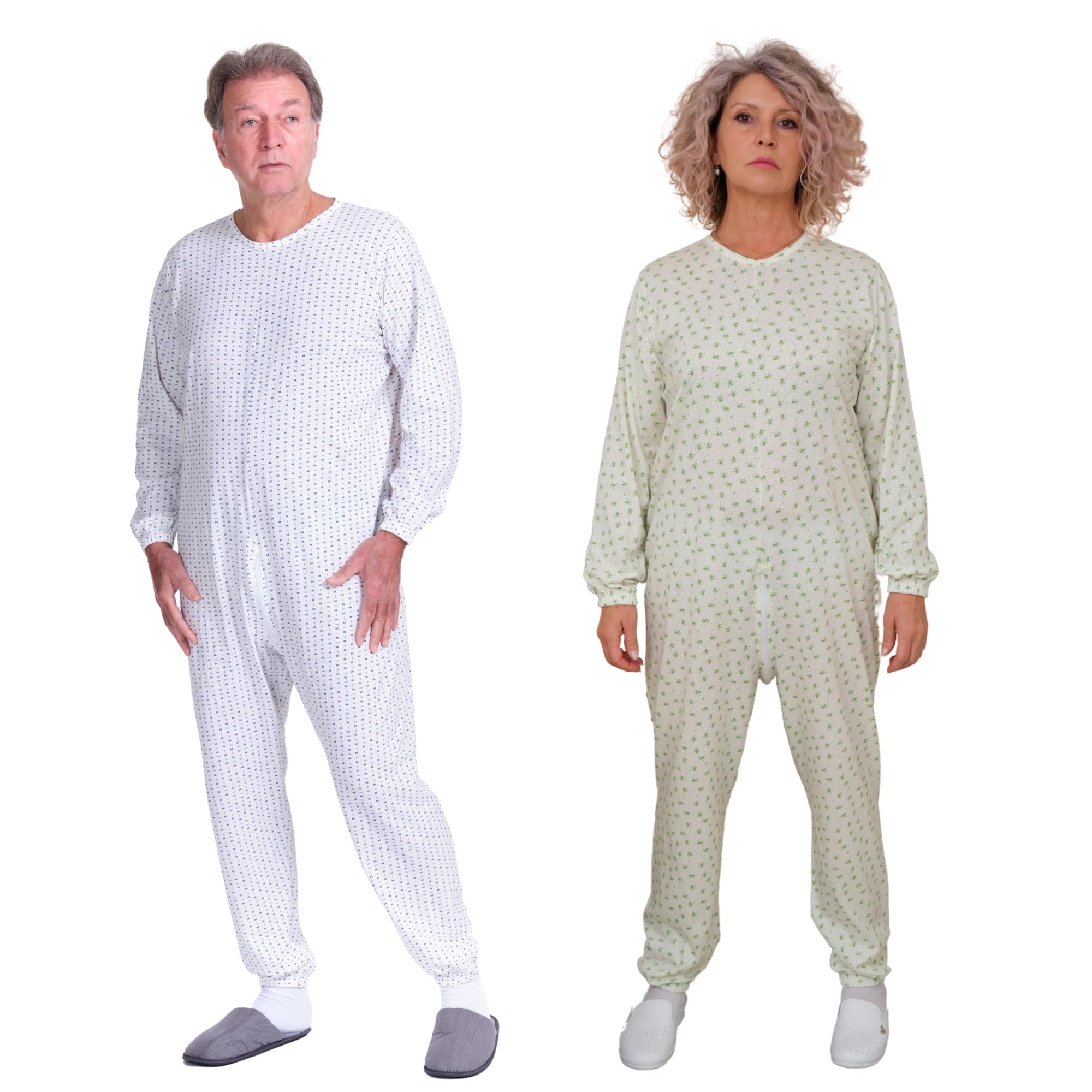 FERRUCCI COMFORT Pyjama Sanitaire Pour Personnes Âgées - Fermeture Éclair Dos Pour Incontinence