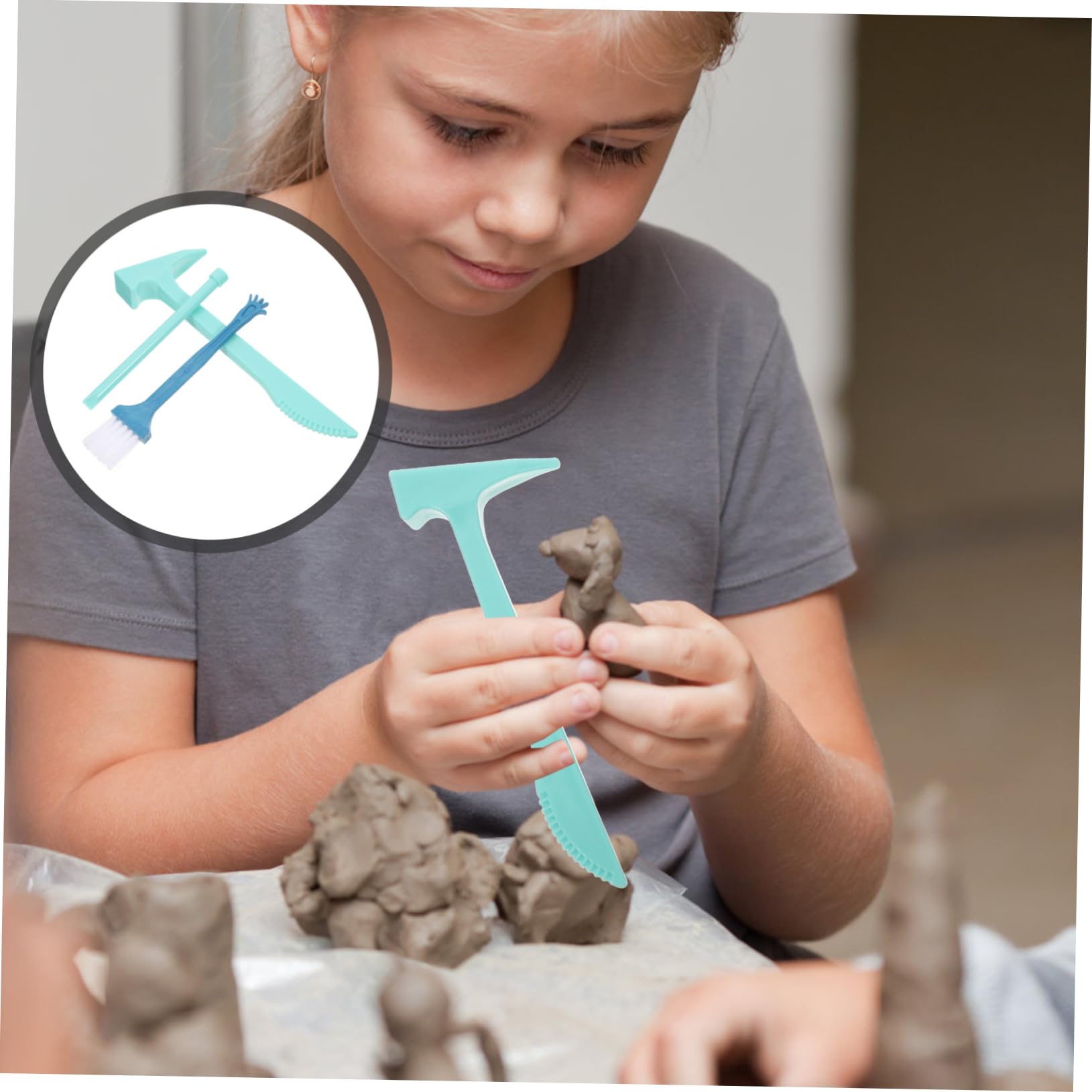 Hemobllo 6 Set Kit Archeologico per Strumenti Educativi Leggeri con Martello Scalpello e Pennello per Scoprire e Gemme Didattico Sicuro e Maneggevole per Ragazzi e Ragazze