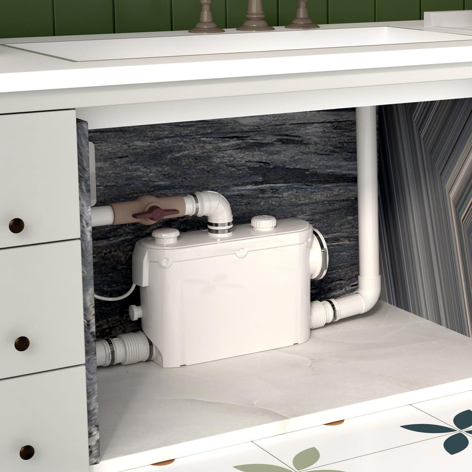 Smerigliatrice sanitaria da 500 W con scarico laterale, pompa di sollevamento per WC, lavanderia, cucina cantina, motore in rame, funzionamento silenzioso, installazione facile, 230 V