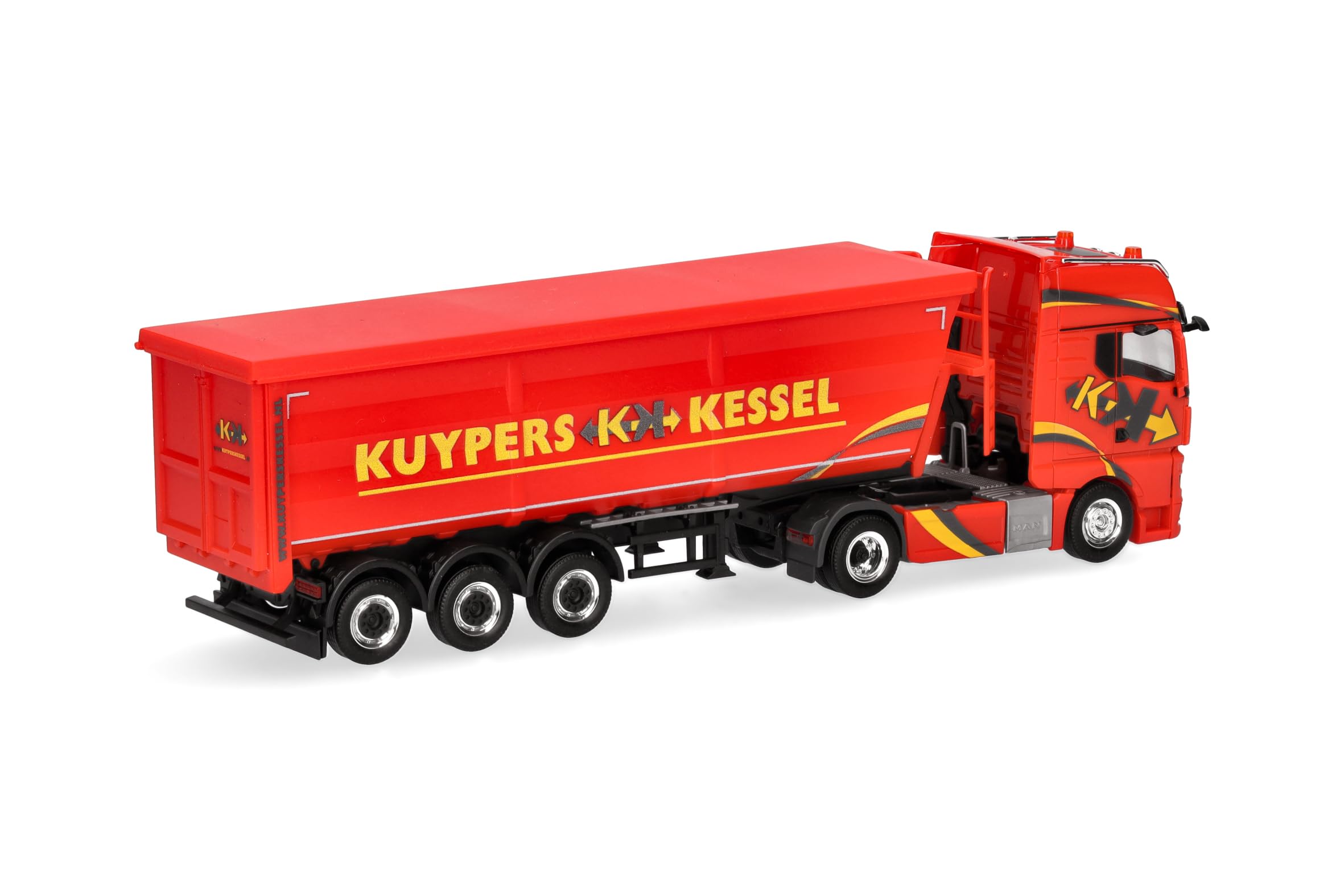 Herpa Model Ciężarówki MAN TGX GX z naczepą do transportu stali "Kuypers", miniatura w skali 1:87, przedmiot kolekcjonerski, wyprodukowany w Niemczech, model z plastiku