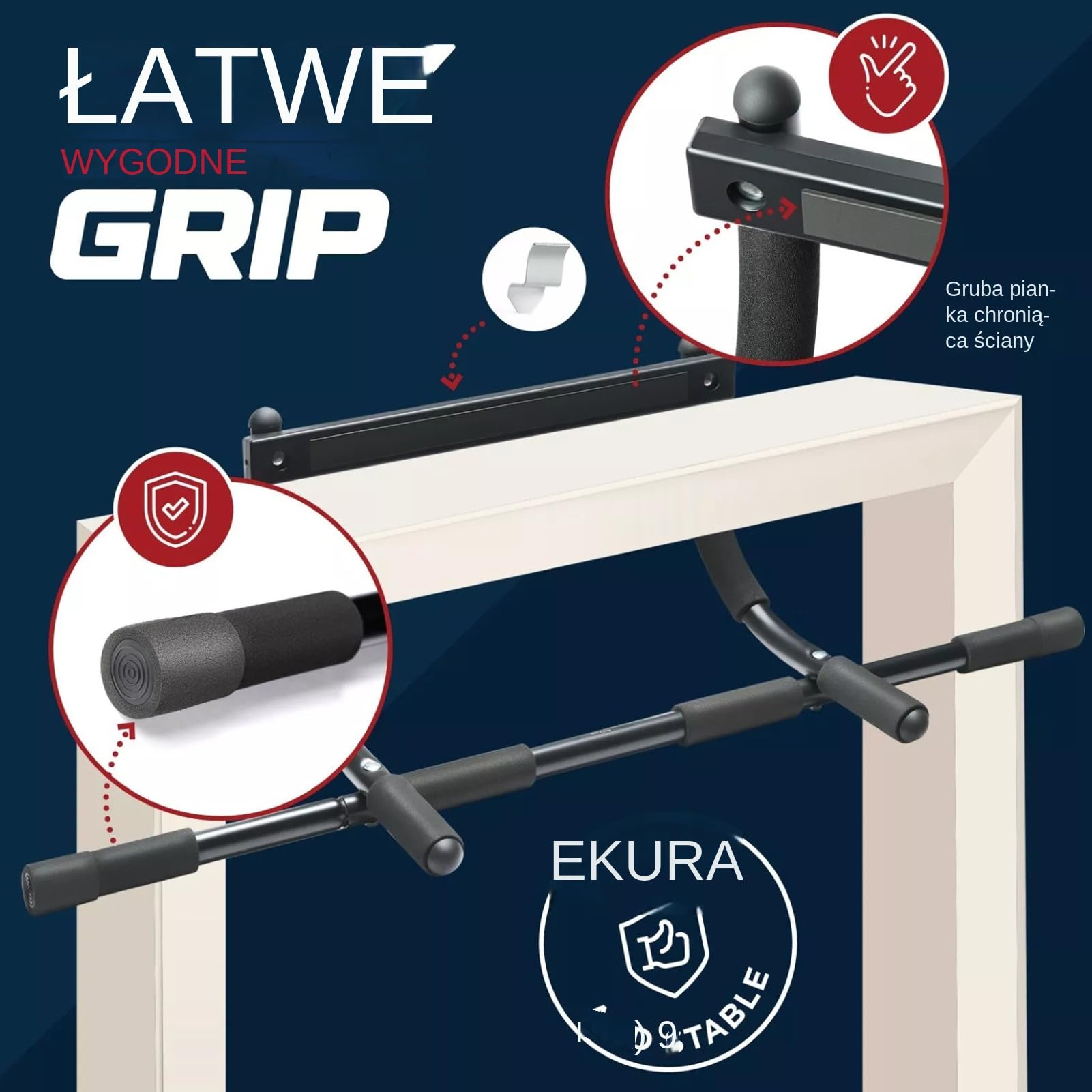 Door Frame Pullup Bar - Upper Body Fitness Workout Bar For Strength, Heavy Duty Carbon Steel With Foam Grips, Hangable For Home Gym For Effective Fitness Trainer 36 Inch Wide Portable