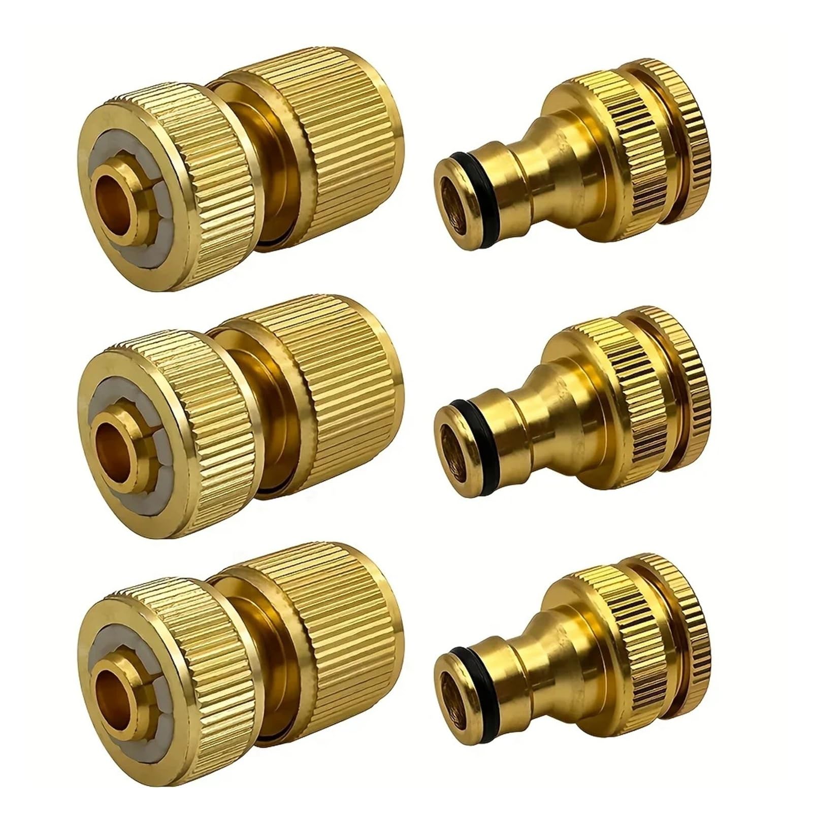 Kit di raccordi for Tubi Flessibili Standard UE 6/12 - Raccordi for rubinetti da 1/2 Pollice e 3/4 + Attacchi rapidi for Giardino (13-16 mm)(Six Sets)