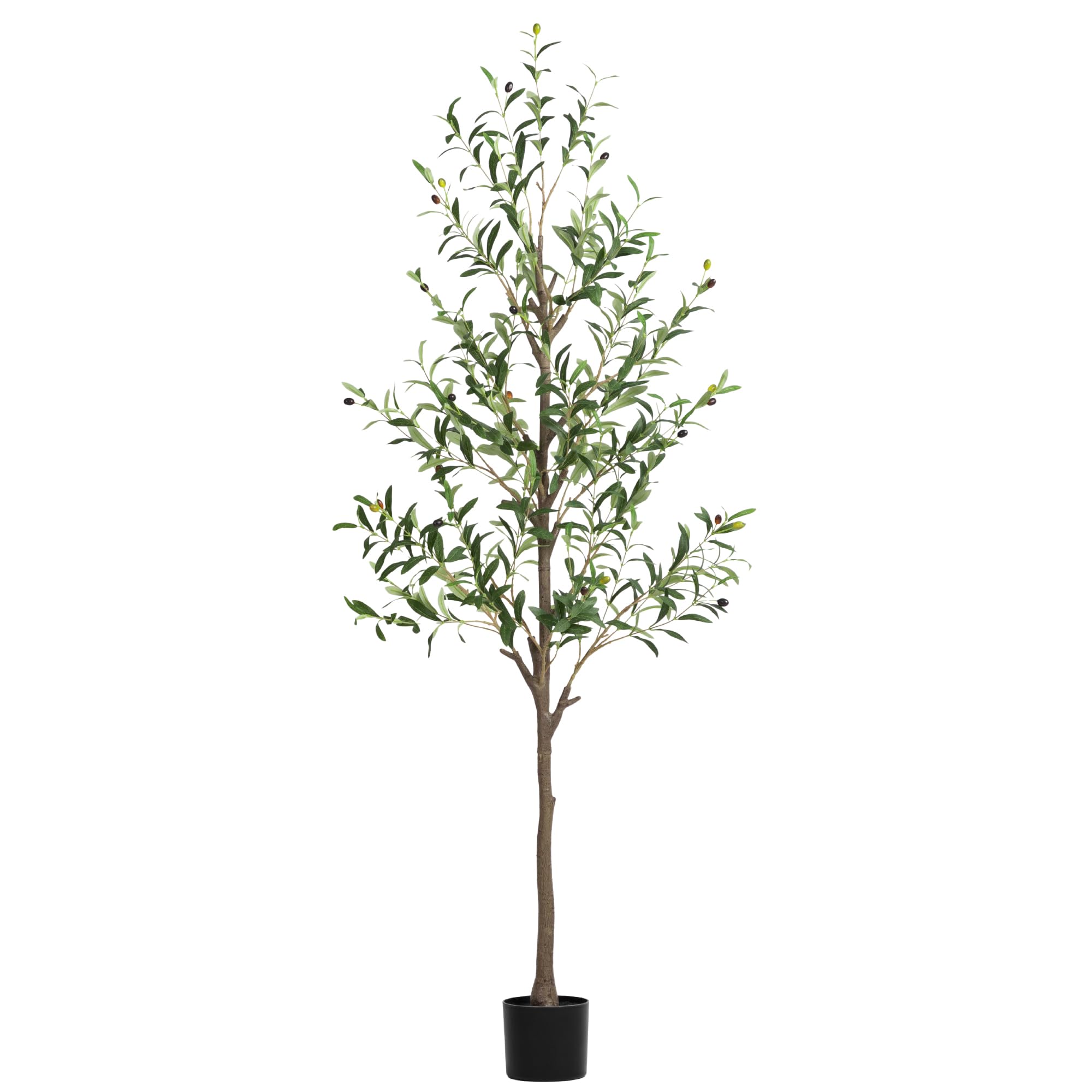 TreeTrip Olive Tree Artificial Indoor, 6 FT Faux Olive Trees with Planter, Fake Tall Plants with Natural Trunk and Lifelike Fruits for Home Office