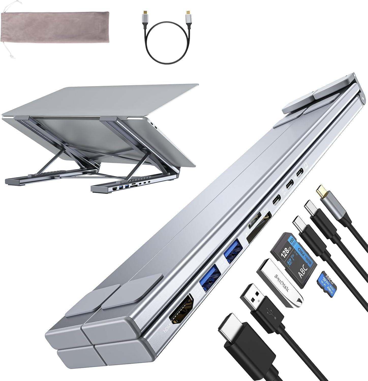 Laptop Docking Station Stand 8 in 1 USB C Hub HDMI Portable Laptop Stand with USB Ports USB