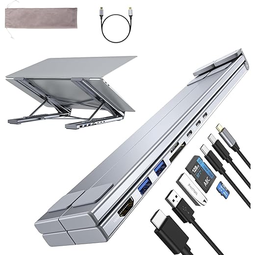 8-in-1 USB-C Hub with Adjustable Laptop Stand