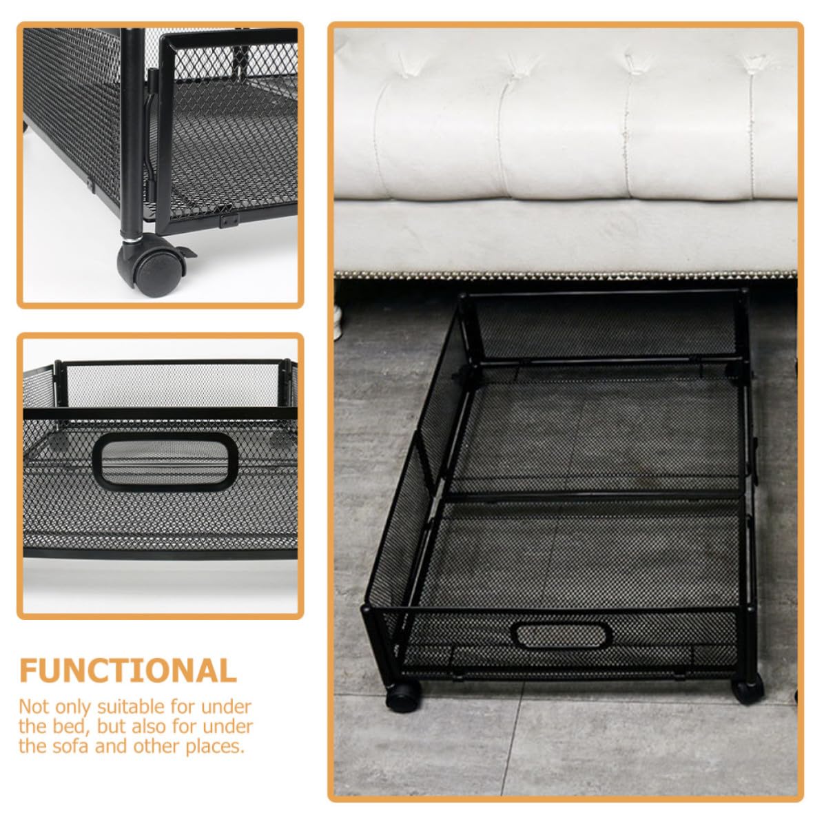 Contenitore Sotto Letto con Ruote e Struttura in Acciaio Inossidabile Cassettiera Pieghevole per Organizzazione Sotto Letto Ampia Capacità per Stoccaggio Multiuso Salvaspazio