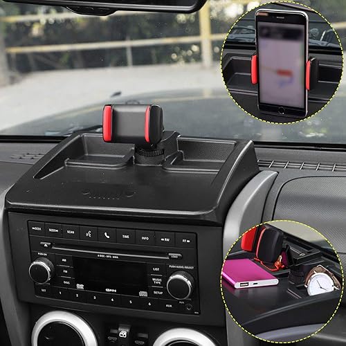 Miniatura 7 de CheroCar JK - Kit de sistema de bandeja de almacenamiento para teléfono celular para tablero de teléfono celular, compatible con Jeep Wrangler JK