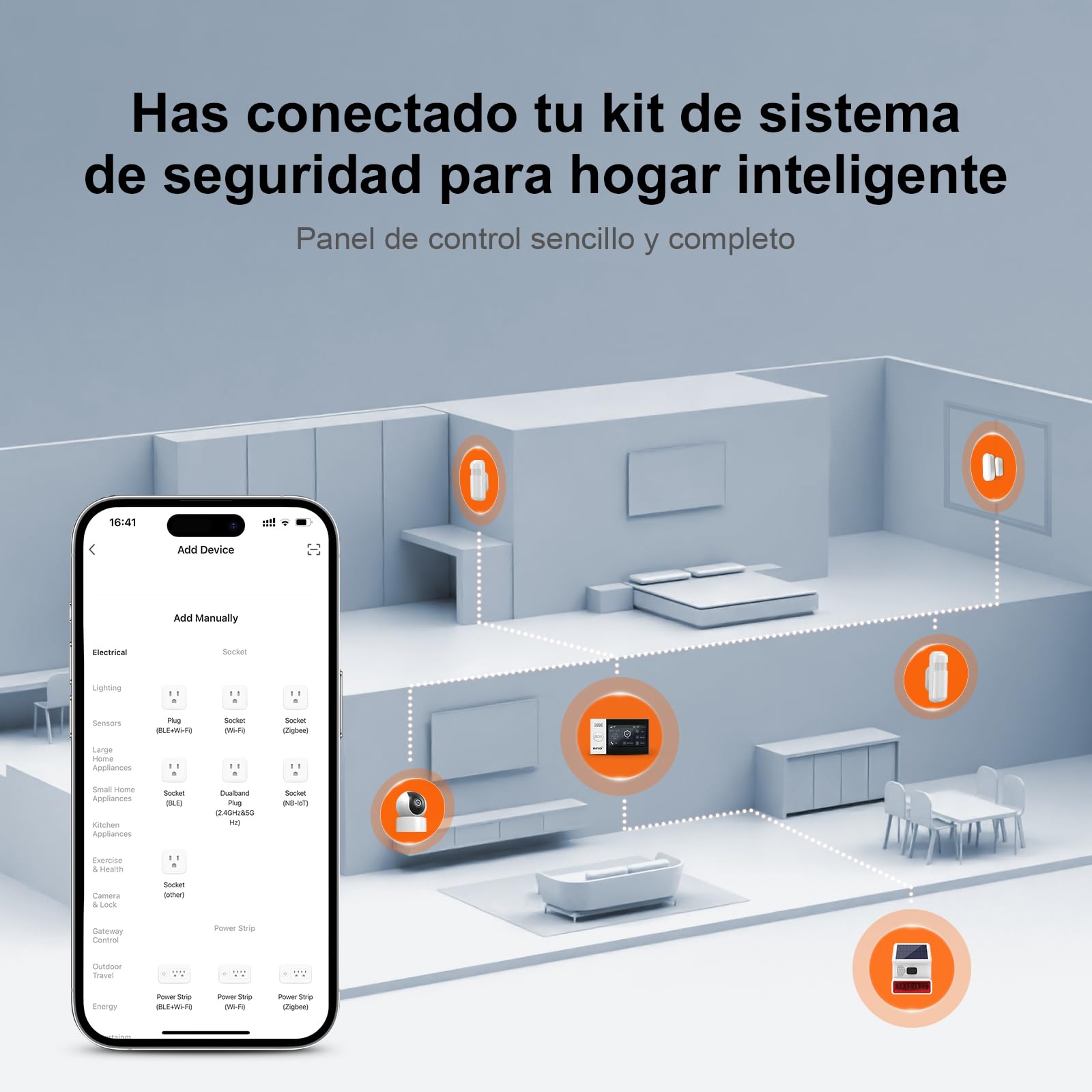 LWOHSI Sistema de Alarma de Seguridad para el hogar, Pantalla táctil inalámbrica de 12,9 cm (4.3"), Compatible con Alexa y Google Home y Apartamentos. (24 Pieza)