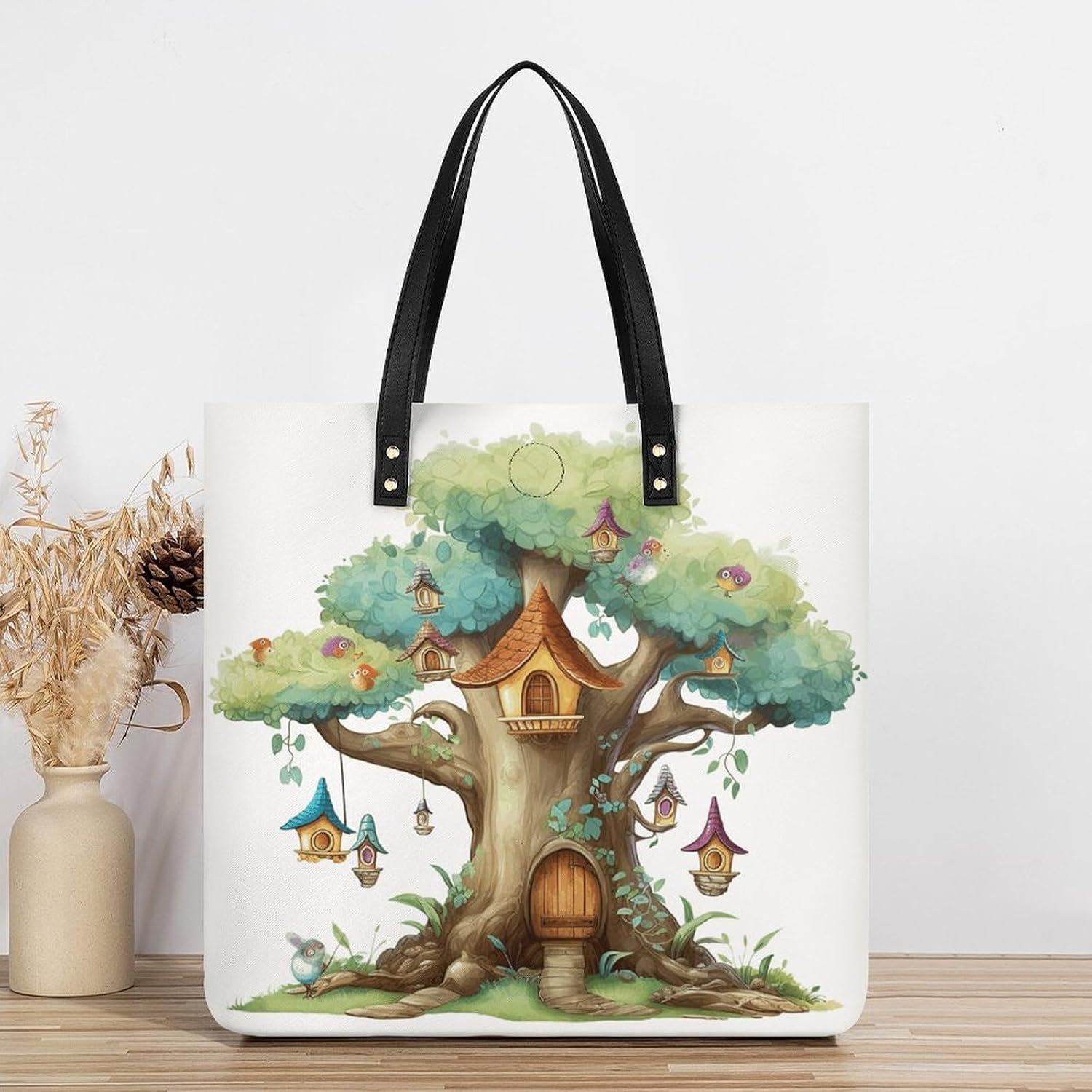 Cute Fairy Tree Handbags Large Capacity, Tote Bag Stylish Slouchy, Shoulder Bags for Work Beach Travel And Shopping Grocery.
