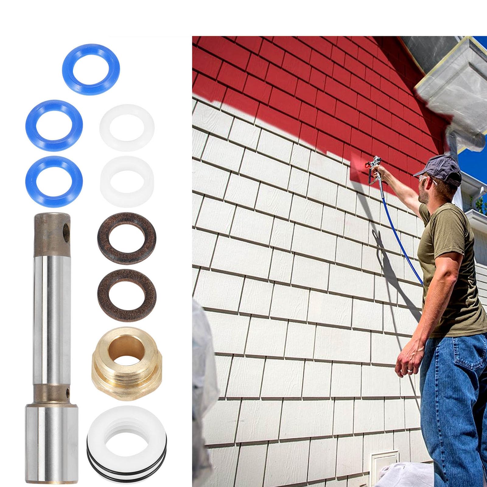 Pezzo di ricambio Facile installazione per pompe spruzzatore airless 119pro Strumento elettrico Riparazione Accessori Guarnizione Pistone R Set di riparazione per spruzzatore Accessori per riparazione