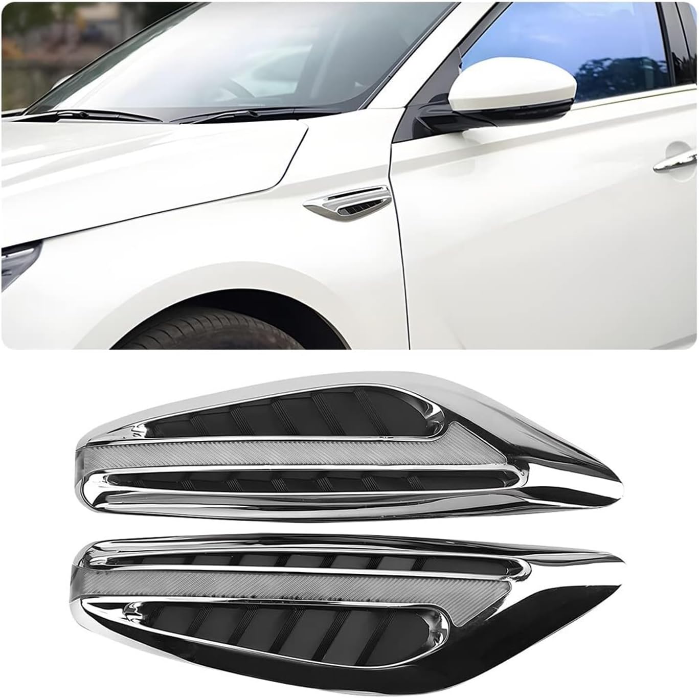 A Pair Hood Vents for Cars, Auto Air Flow Side Vent Decoration Sticker, Vehicle Blade Side Marker, Universal Automotive Hood Simulation Air Vent Trim for SUV Truck(Carbon Fiber Color)