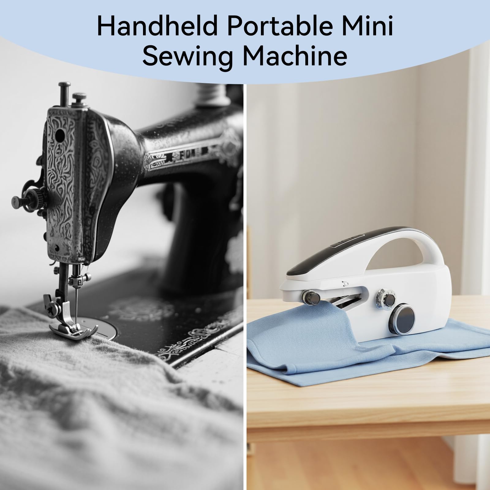 Mini Machine à Coudre Manuelle Portative, Qoosea Machine à Coudre Électrique avec Accessoires de Couture, Portable Sewing Machine Débutants Facile à Utiliser à Maison, Dortoir pour Vêtements DIY