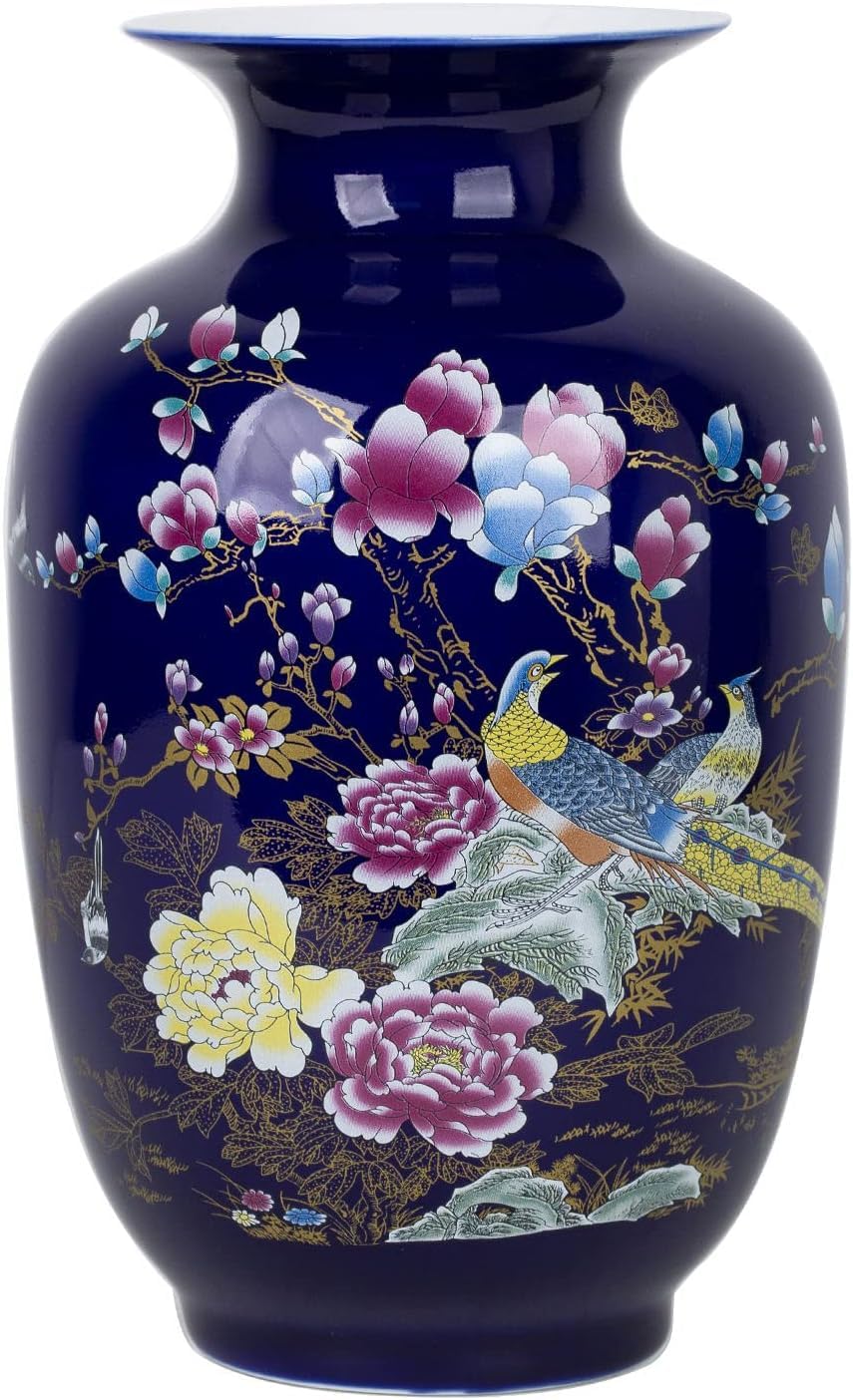 Grands vases pour le salon au sol, céramique bleu foncé moderne