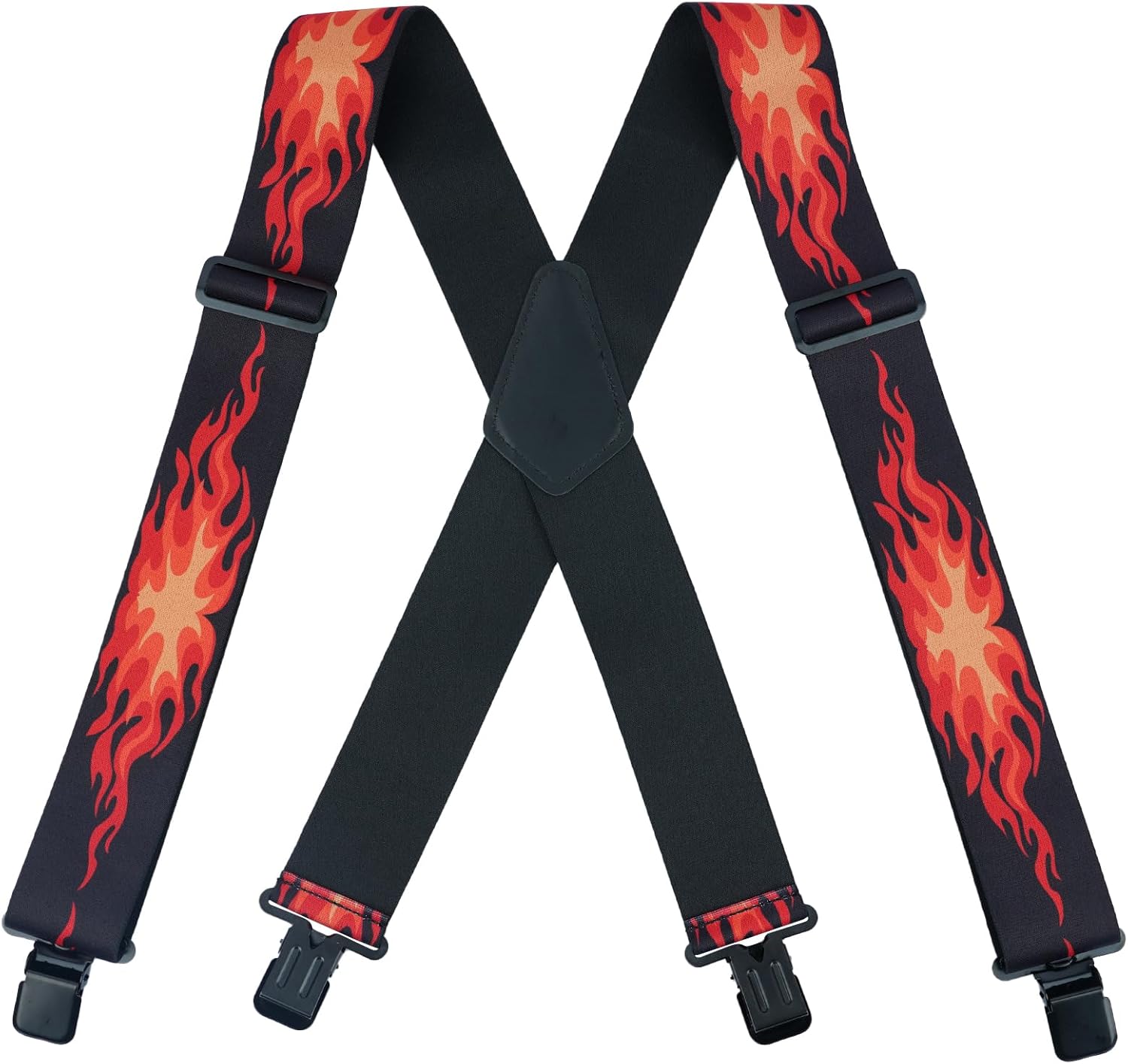 KUNN Mens Suspenders X-Back 2 Inch Wide Elastic Suspender Heavy Duty Clips Work Suspenders - Image 7