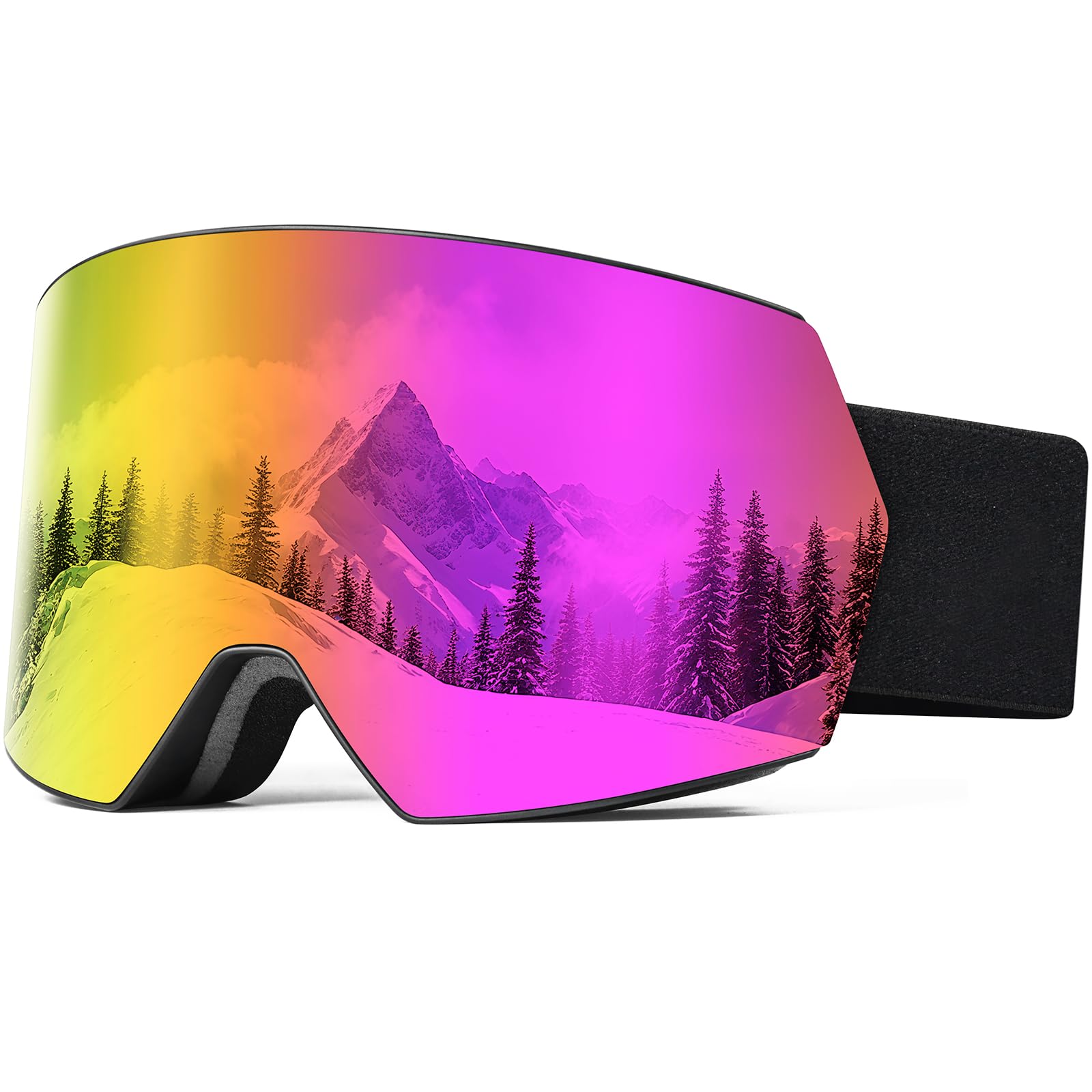 SPOSUNE Ski Goggles OTG Anti-Fog Snow Goggles for Men Women, UV400 Protection Snowboard Goggles for Skiing & Snowboarding