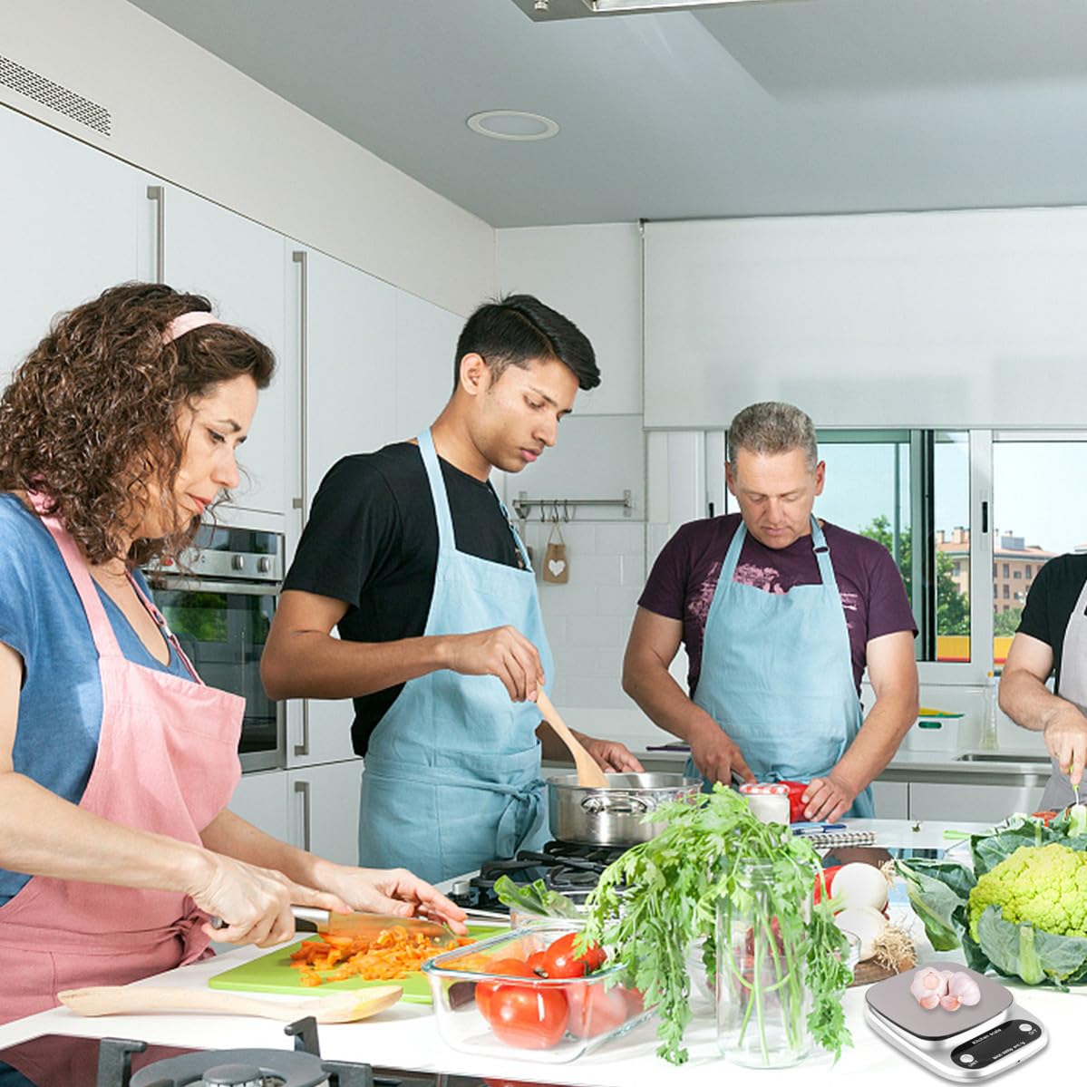 Beaupretty Báscula Sensores de Alta Precisión Digital de Cocina Recargable de Acero Inoxidable y Capacidad de 3 Kg para Uso en Cocina y Joyería