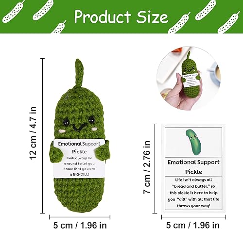 Miniatura 2 de Regalo de pepinillo de apoyo emocional hecho a mano, muñeca de ganchillo de pepino, regalos inspiradores, linda muñeca de pepino de punto, divertido