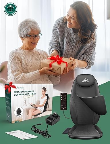 Miniatura 8 de Snailax Masajeador de espalda con calor, regalos para hombres, mujeres, amasamiento eléctrico de tejido profundo, silla de masaje de cuerpo completo