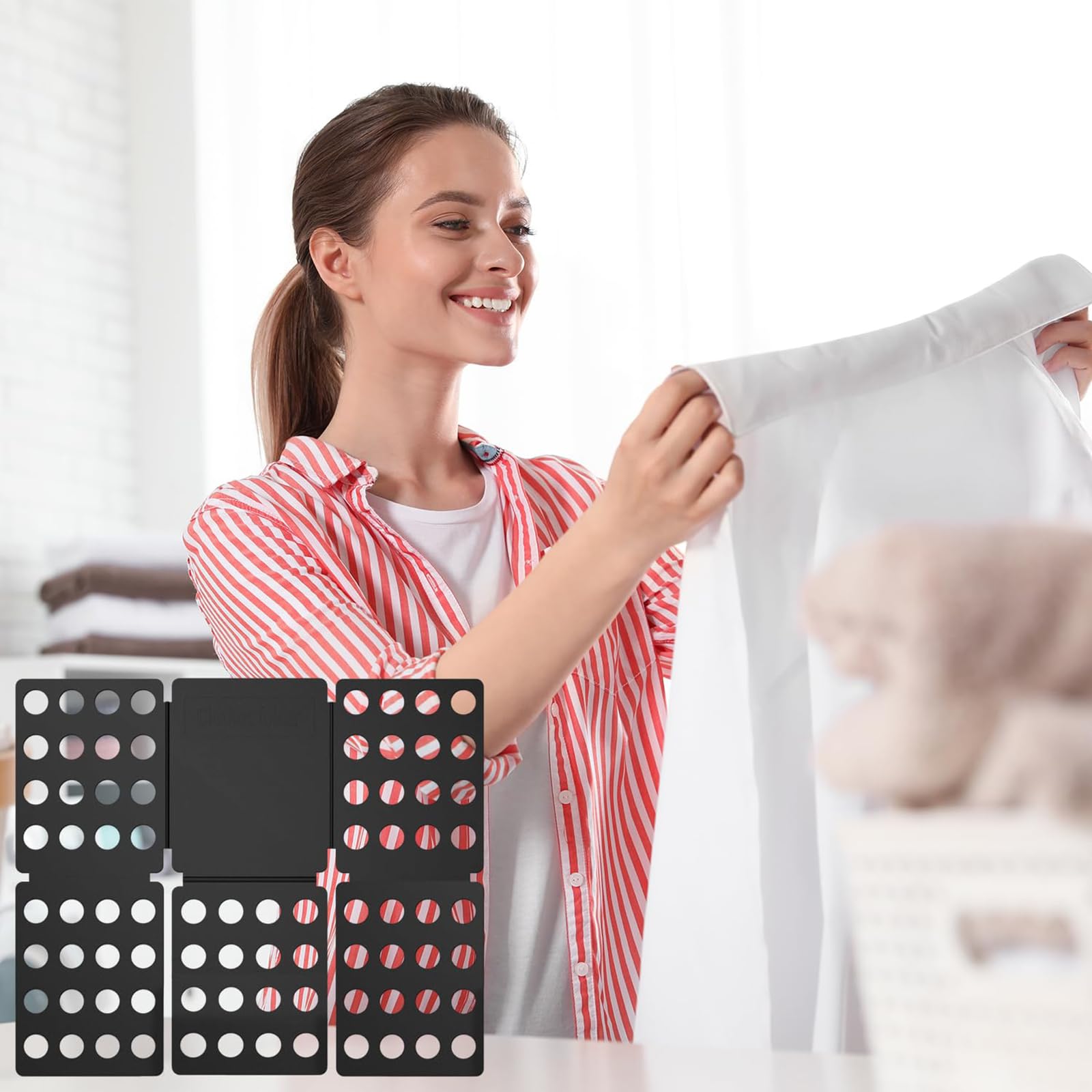 Plieur de Vetement,Machine à Plier le Linge Automatique Plieuse à Vêtements Rapide avec Planche de Pliage pour T-Shirts Chemises Pantalons Portable et Pliable pour Adulte Gain de Place