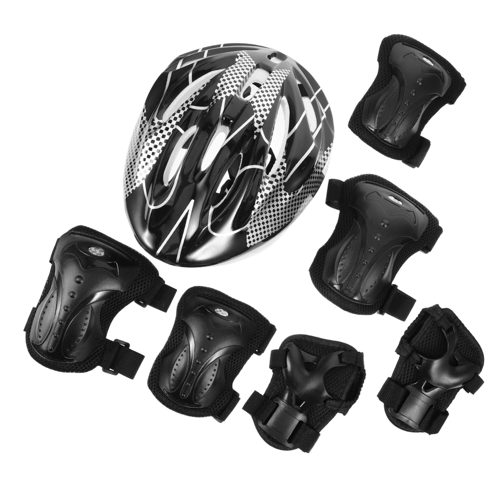 SUPVOX 1ensemble Set De Roller Skate Adulte Équipements De Sécurité Avec Casque Coudières Et Genouillères Parfait Pour Patinage Trottinette Couleur Noire