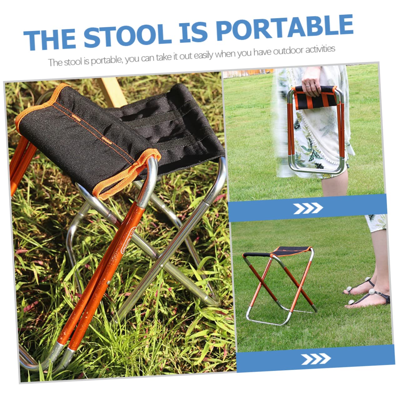 Toyvian Comfortable Portable Folding Stool Lightweight Camping Stool for Outdoor Activities Fishing and Beach Use Compact Design for and Storage