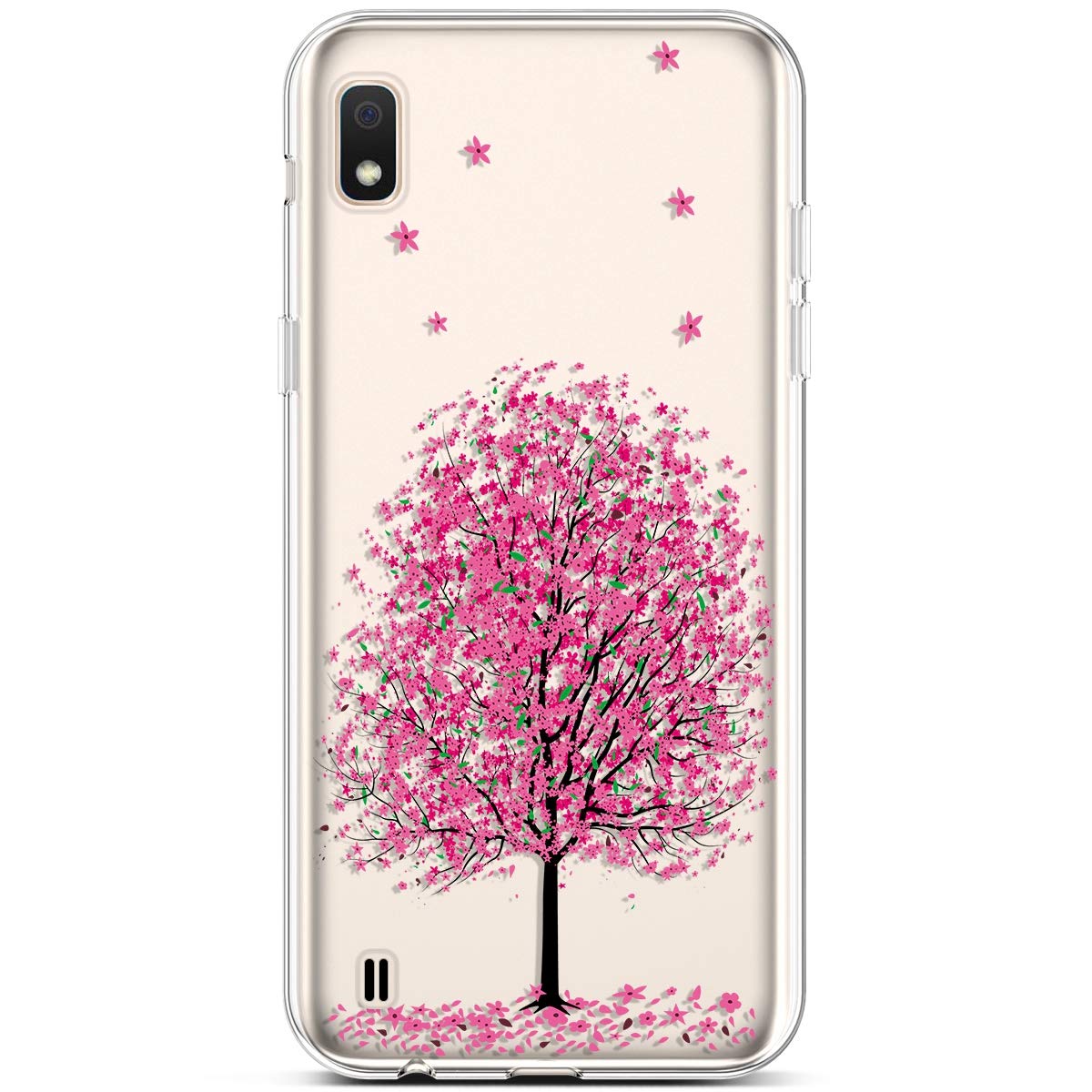 PHEZEN Galaxy A10 Case Clear Cute Art Design Girl Women Soft Flexible TPU Silicone Case Rubber Skin Shockproof Transparent Slim TPU Bumper Cover Phone Case for Samsung Galaxy A10,Pink Cherry Tree