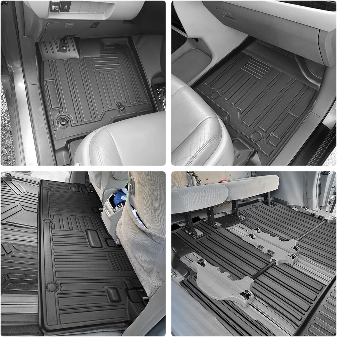 Fit for Toyota Sienna Floor Mat 3 Rows 2020-2013, All Weather Custom Black Floor Liners Protector for Toyota Sienna Accessories 2020 2019 2018 2017 2016 2015 2014 2013(Fit 8 Seater 3 Rows) - Image 5