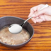 Vista 6 de Anbers Cucharas de sopa redondas de acero inoxidable, 12 cucharas redondas de caldo