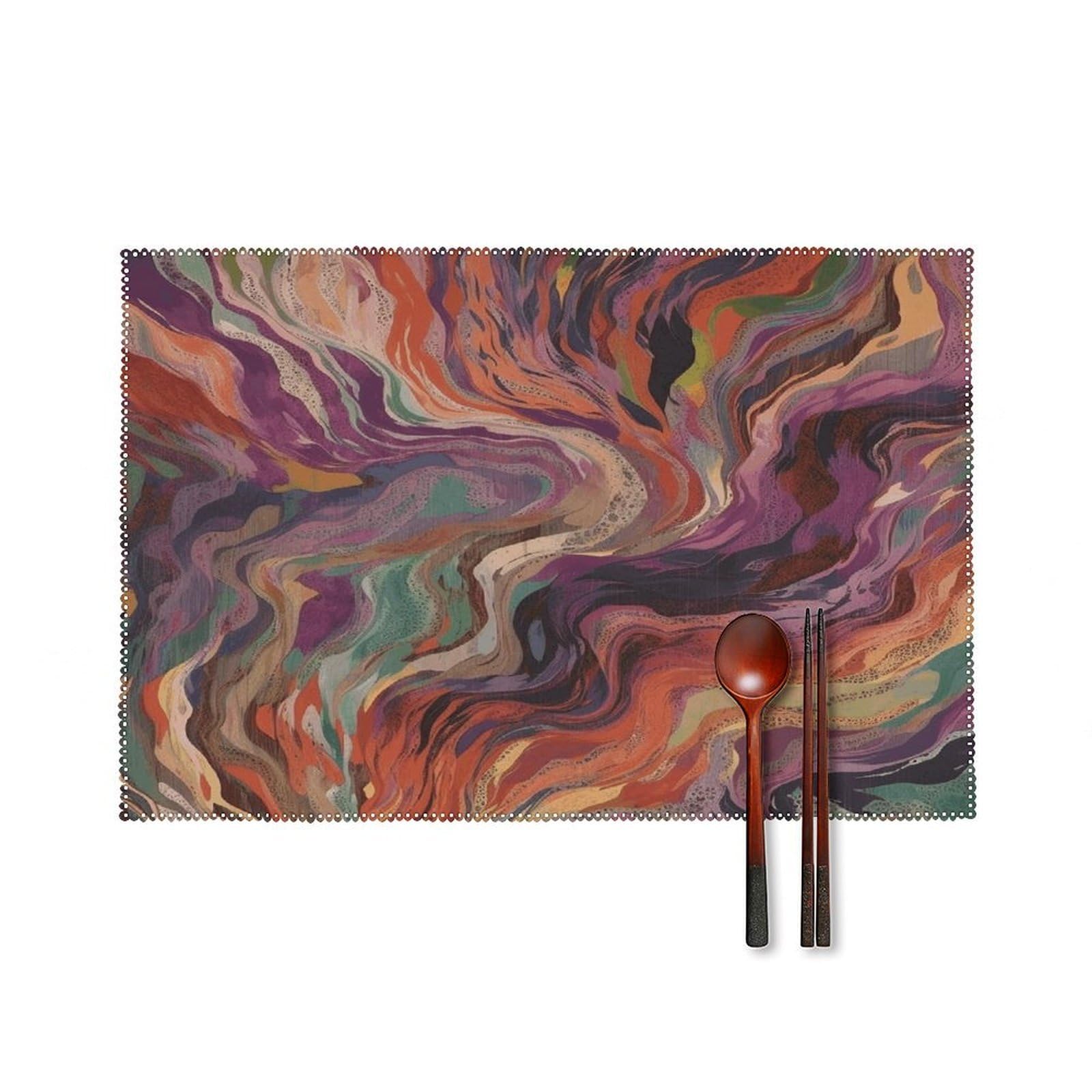 Fekiloot Style Green And Orange Placemats Set Of 6,Table Mat
