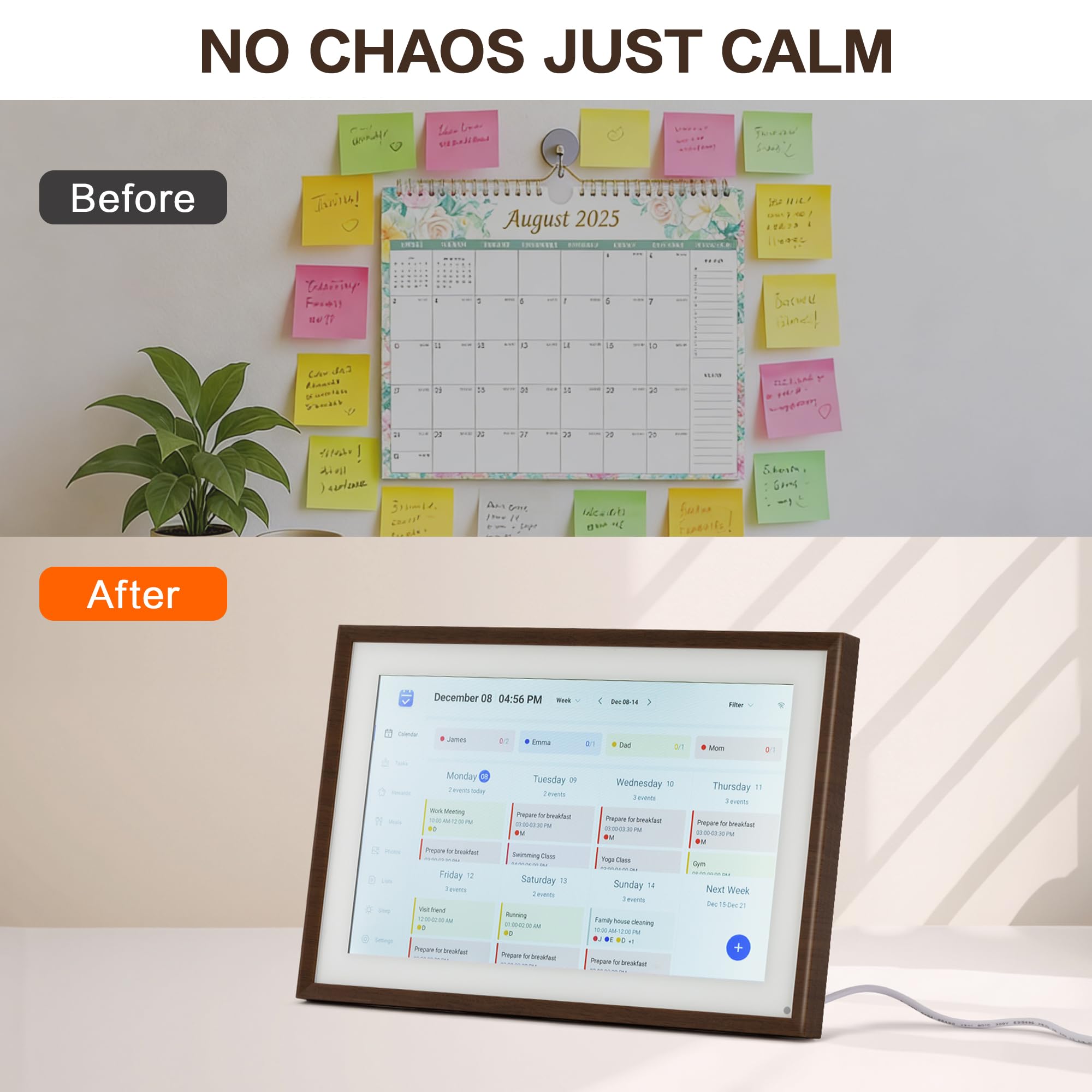 10,1 Zoll Digitaler Kalender, Smart Elektronischer Kalender mit HD-Touchscreen - Digitaler Familienplaner mit Aufgabendiagramm, Mahlzeitenplaner & Fotorahmen, Multi-Kalender-Synchronisierung