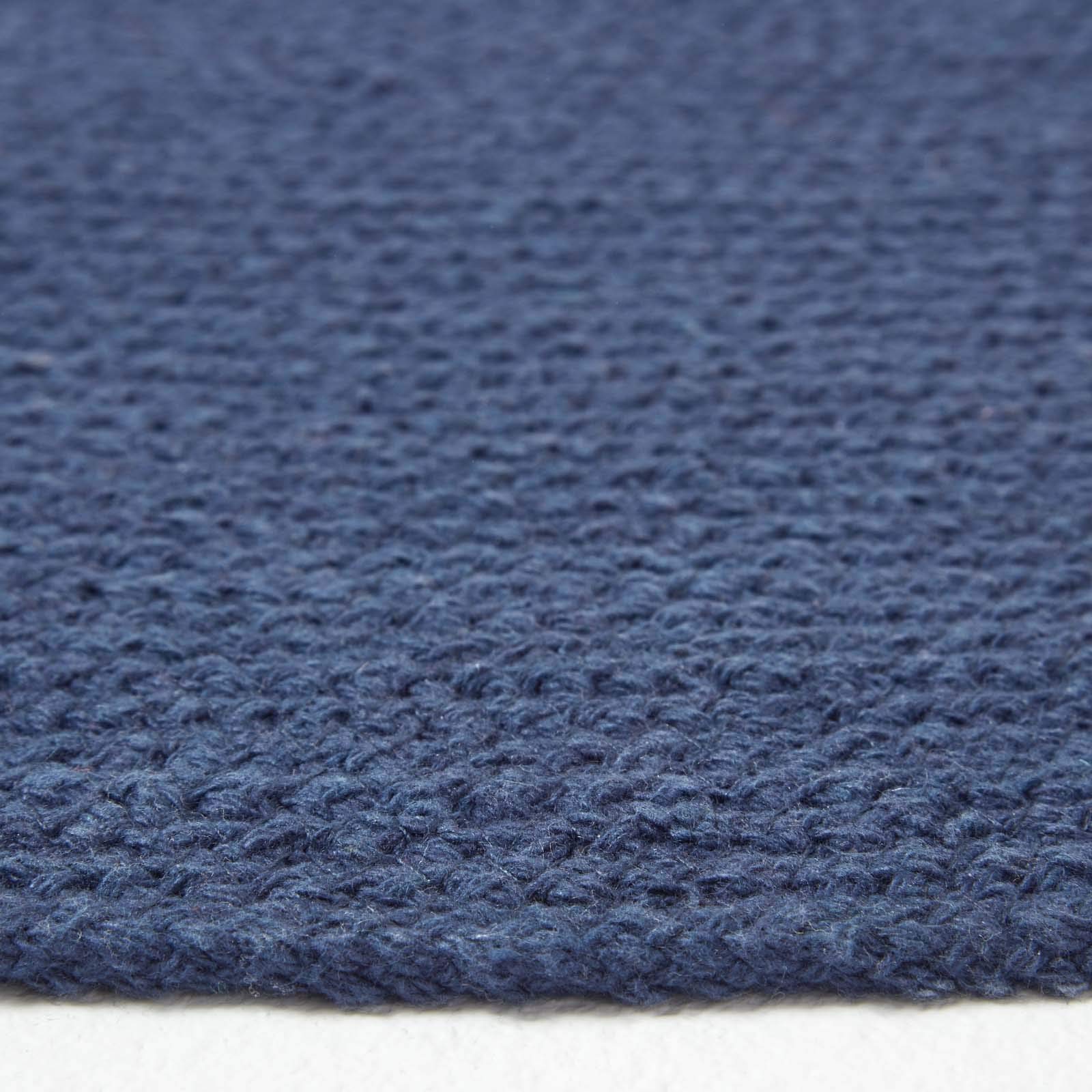 Homescapes runder Teppich 120 cm, dunkelblau, geflochtener Bettvorleger aus Baumwolle, Wendeteppich, handgewebter Retro-Teppich, blau