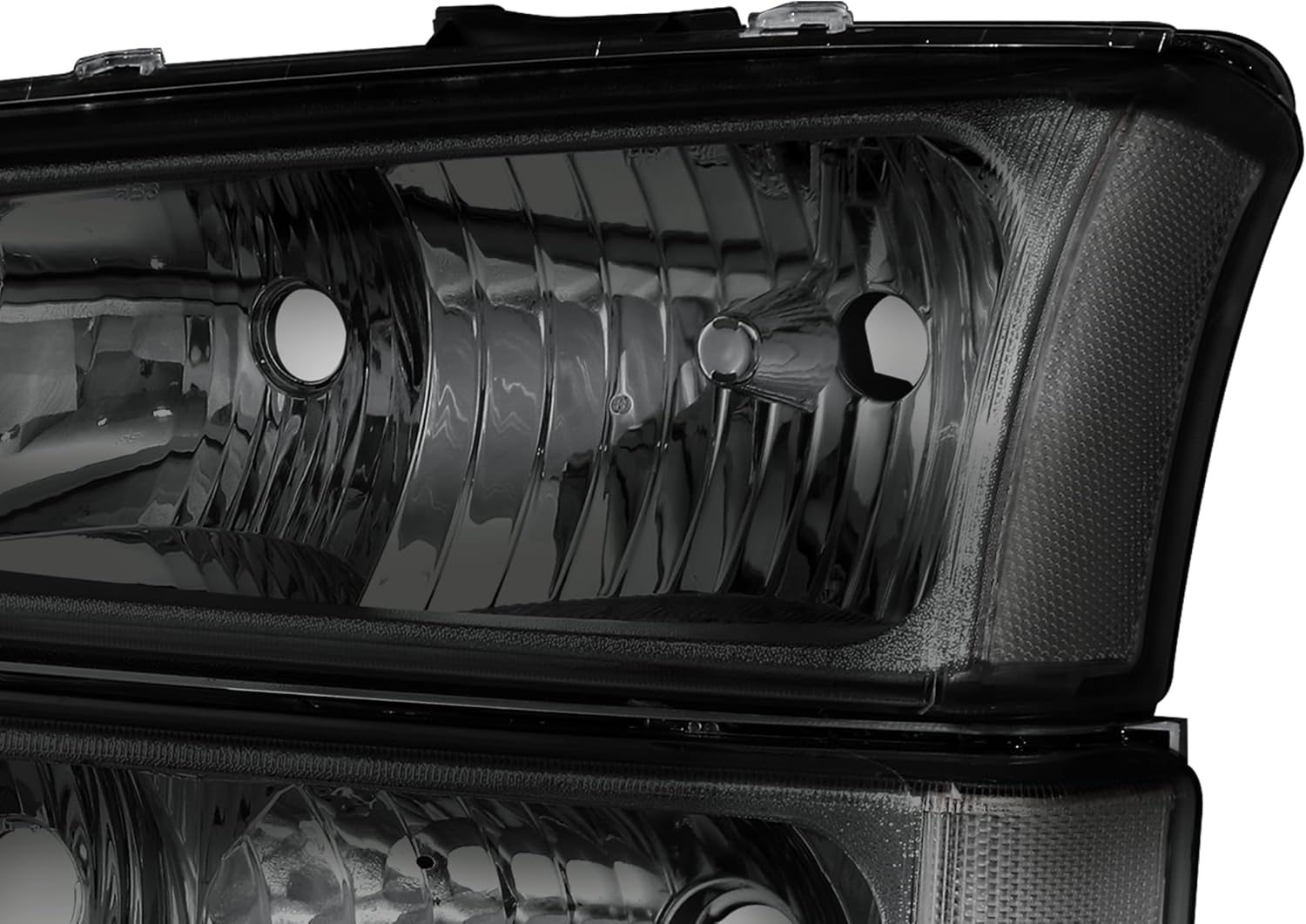 MOSTPLUS Headlight Assembly Compatible with 2003-2006 Chevy Silverado 1500 2500 3500 Compatible with 2003-2006 Chevy Avalanche 1500 2500 Chrome Housing Black Lens Clear Reflector Pair