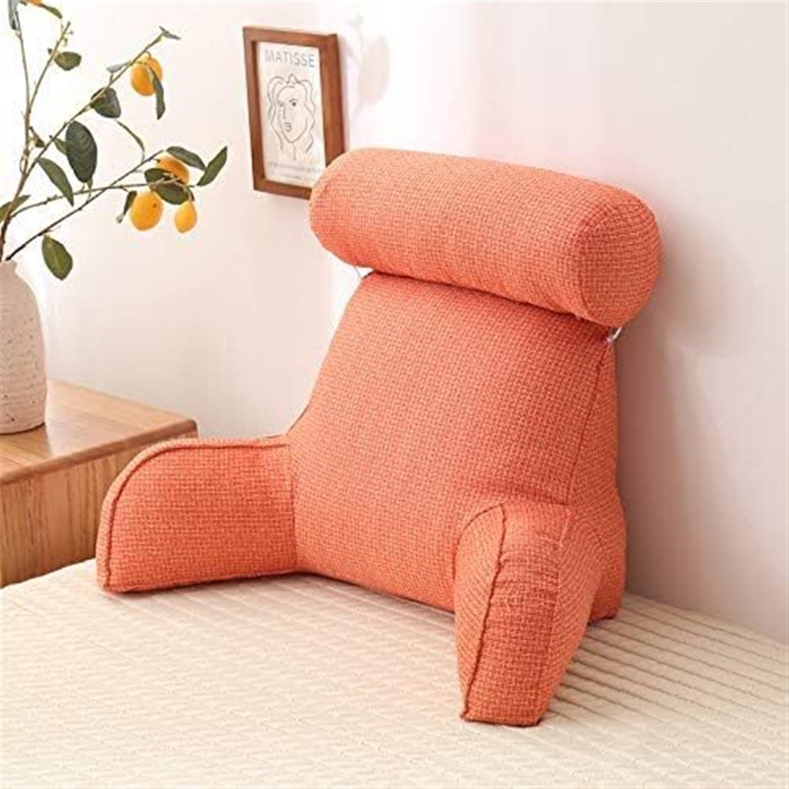Uoxhfdh Orange Bed Rest Lumbar Support Cushion With Arm Breathable Seat Relax Pillow(Orange)