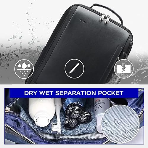 Miniatura 6 de BOPAI Mochila antirrobo 15.6 pulgadas portátil negocios delgado colegio hombro mochila resistente al agua sintética cuero mochila para hombres
