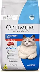 Ração Optimum para Gatos Adultos Castrados Sabor Carne 10,1kg