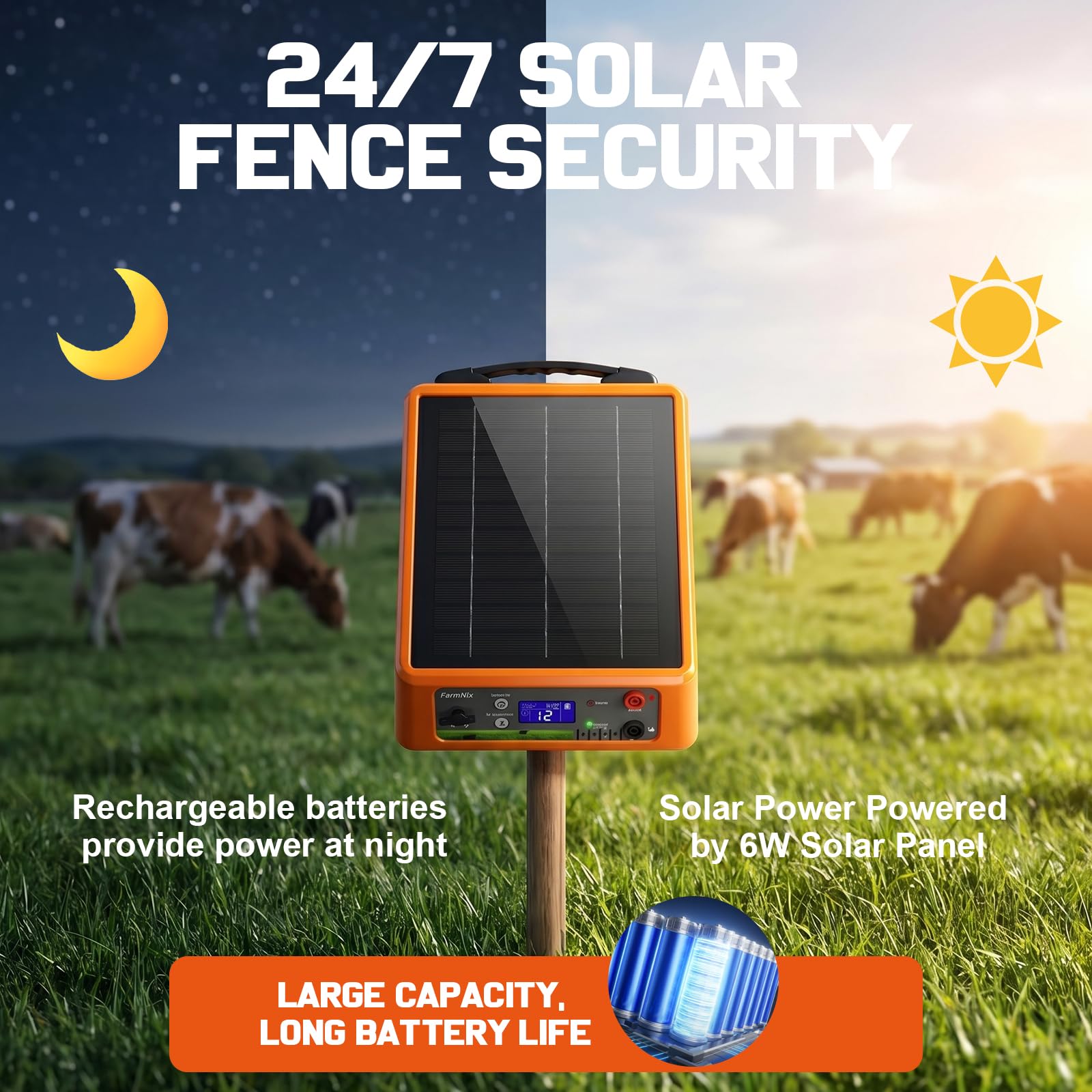 Elettrificatore Recinto Elettrico Solare 32KM, Uscita 6-12KV