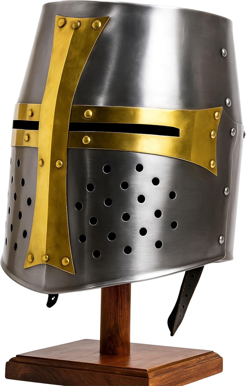 Medieval Templar Crusader Knight Armor Helmet for Medieval - Warrior Brass Crusaders Templar Steel & Brass Helm - Costumes Props for Cosplay