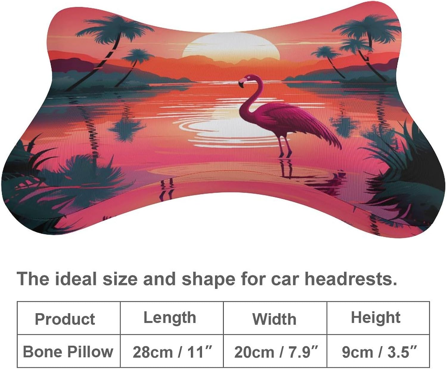 Sunset Flamingos 2 Pack Car Neck Pillow Car Headrest Soft Car Pillow for Most Cars