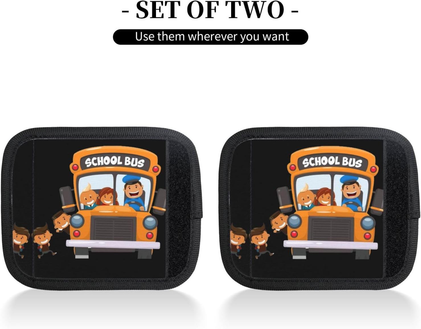 School Bus Print 2 Pack Luggage Handle Wrap for Suitcase, Comfort Soft Handle Covers, Luggage Accessories